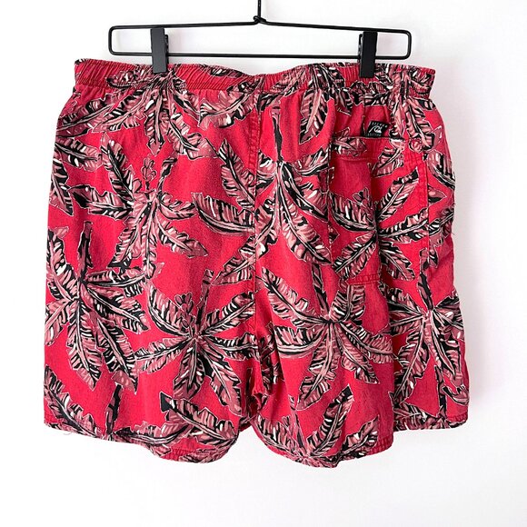 Vintage Style Quiksilver Red Palm Print Cotton Swim Trunks XL - Picture 4 of 9